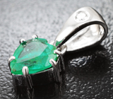 Кулон с изумрудом редкой огранки 0,89 карата и бриллиантом