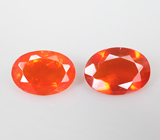 Пара мексиканских ограненных "огненных" опалов 0,83 карата