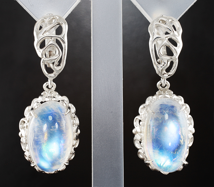 Серебро 925 Серьги с лунным камнем 23,78 карата