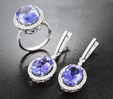 Комплект с танзанитами 19,32 карата и бесцветными цирконами