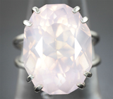 Кольцо с чистейшим крупным розовым кварцем эффектной огранки 15,48 карата Серебро 925