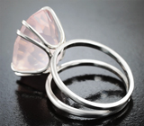 Кольцо с чистейшим крупным розовым кварцем эффектной огранки 15,48 карата