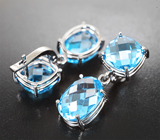 Серьги с голубыми топазами 30,27 карата