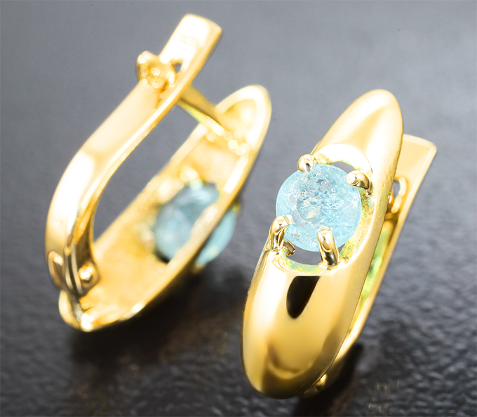 Серьги с параиба турмалинами 0,63 карата