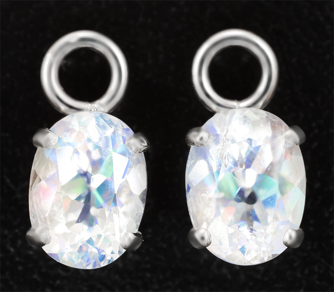 Серебро 925 Подвесы для серег с ограненным лунным камнем 3,01 карата