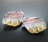 Броши с резными полихромными флюоритами 63,76 карата Серебро 925