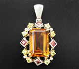 Кулон с цитрином, перидотами и альмандинами гранатами