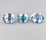 Редкий набор из 3 синих шпинелей высокой чистоты 1,34 карата