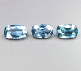 Редкий набор из 3 синих шпинелей 1,68 карата