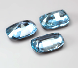 Редкий набор из 3 синих шпинелей 1,68 карата
