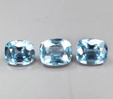 Редкий набор из 3 синих шпинелей высокой чистоты 1,7 карата