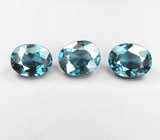 Набор из 3 синих шпинелей высокой чистоты 1,48 карата