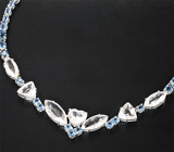 Колье с морганитами 16.03 карата и синими шпинелями Серебро 925