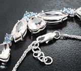 Колье с морганитами 16.03 карата и синими шпинелями Серебро 925