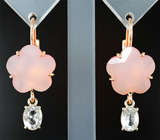 Серьги с розовым кварцем авторской огранки 15,1 карата  и скаполитами 1,37 карата