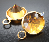 Подвесы для серег с чистейшими цитринами топовых цветовых характеристик 22,06 карата и сапфирами Золото