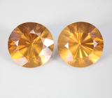 Подвесы для серег с чистейшими цитринами топовых цветовых характеристик 22,06 карата и сапфирами Золото