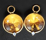 Подвесы для серег с чистейшими цитринами топовых цветовых характеристик 22,06 карата и сапфирами Золото