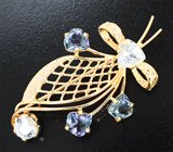 Брошь с цоизитами 2,19 карата и фенакитами 1,58 карата Золото