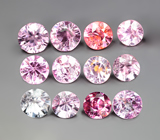 Крупный набор из 12 разноцветных шпинелей 4,29 карата