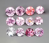 Крупный набор из 12 разноцветных шпинелей 4,29 карата