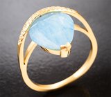 Кольцо с редким крупным афганитом 3,01 карата и бесцветными цирконами