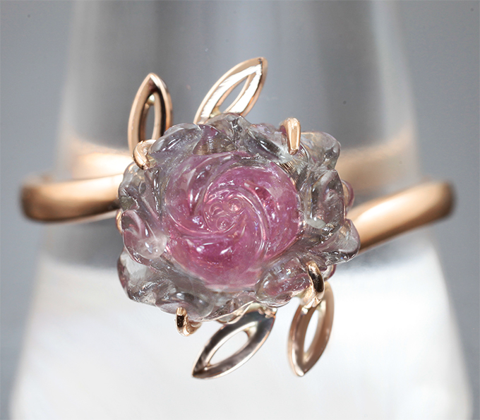 Кольцо с резным арбузным турмалином 4,27 карата