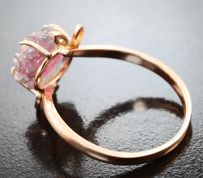 Кольцо с резным арбузным турмалином 4,27 карата