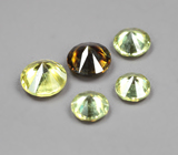 Набор из 5 уральских демантоидов 0,41 карата