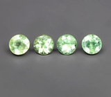 Редкий цвет! Набор из 4 мятно-зеленых уральских демантоидов 0,53 карата