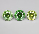 Высокая дисперсия! Набор из 3 уральских демантоидов 0,92 карата