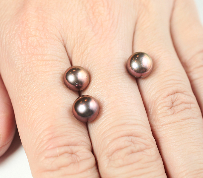 Набор из 3 золотисто-кофейных морских жемчужин 9,17 карата