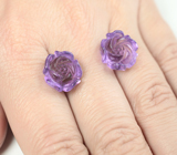 Крупная пара резных аметистов 19,17 карата