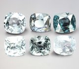 Набор из 6 синих, голубых и зеленых шпинелей 6,92 карата