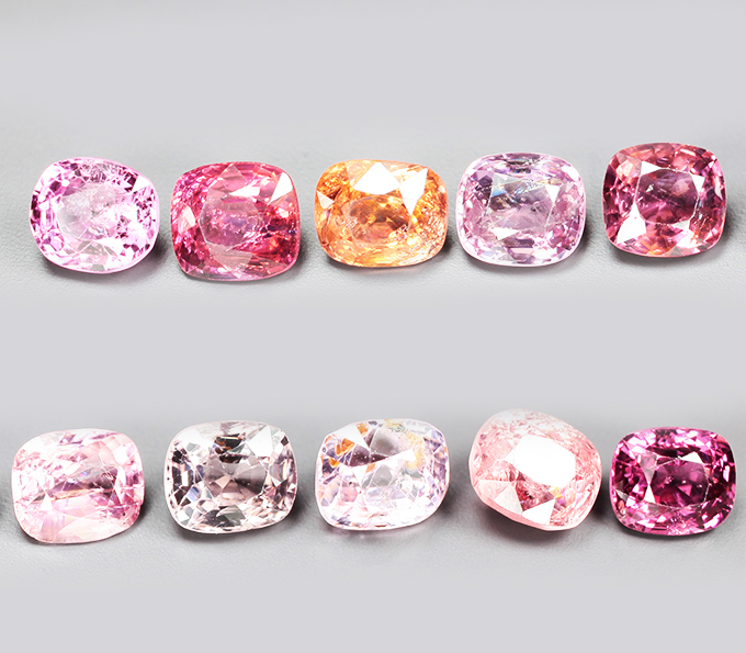 Набор из 10 разноцветных шпинелей 5,79 карата