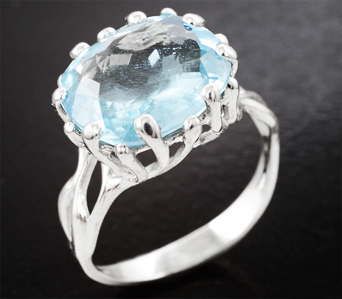 Серебро 925 Кольцо с аквамарином 5,95 карата