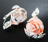 Комплект с резным кораллом 80,05 карата  Серебро 925