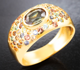 Комплект с андалузитами 2,62 карата и разноцветными сапфирами Золото