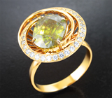 Комплект с желтыми сфенами 11,26 карата и бесцветными цирконами Золото
