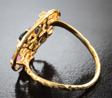 Кольцо с австралийским болдер опалом 1,55 карата, шпинелями и бриллиантом Золото