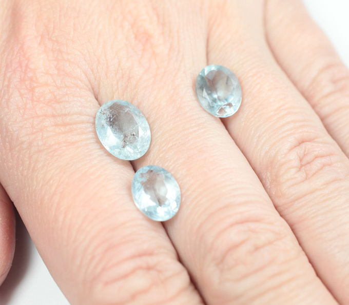 Набор из 3 аквамаринов 7,76 карата