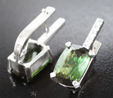 Серьги с зелеными апатитами 5,81 карата и лейкосапфирами Серебро 925