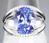 Кольцо с танзанитом 4,92 карата и бриллиантами