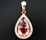 Кулон с падпараджа турмалином 5,93 карата и цирконами