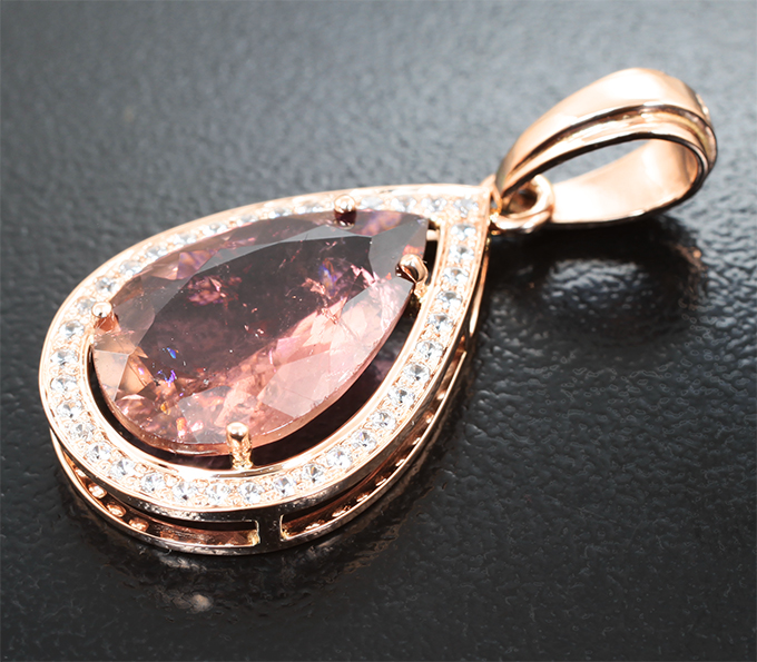 Кулон с падпараджа турмалином 5,93 карата и цирконами