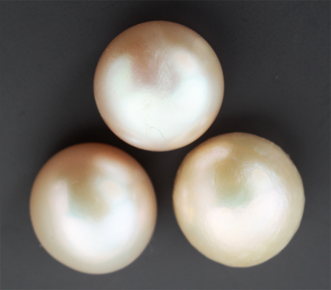 Набор из 3 кремовых морских жемчужин 8,81 карата