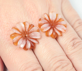 Пара резного карнелиана с белым кварцем 18,77 карата