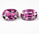 Редкая крупная пара умбалитов гранатов топовых цветовых характеристик 5,13 карата