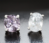 Пусеты с уральским фенакитом 1,04 карата и шпинелью