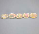 Набор из 5 ограненных эфиопских опалов 4,92 карата